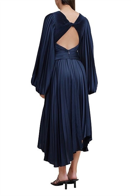 Acler Palms Pleat Dress - Navy photo 3