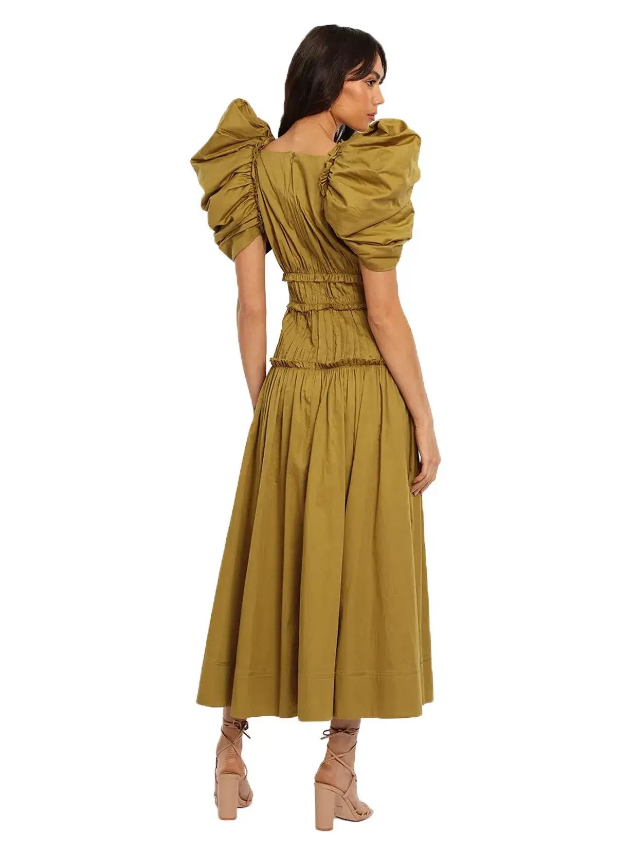 Aje Frequency Midi Dress Khaki Size 6 photo 3