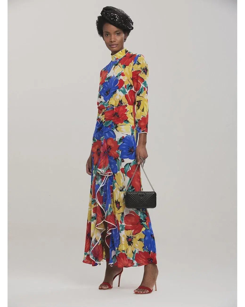 RIXO London Lucy Diana' Floral High-Neck Backless Dress Size M/Au 12 photo 2