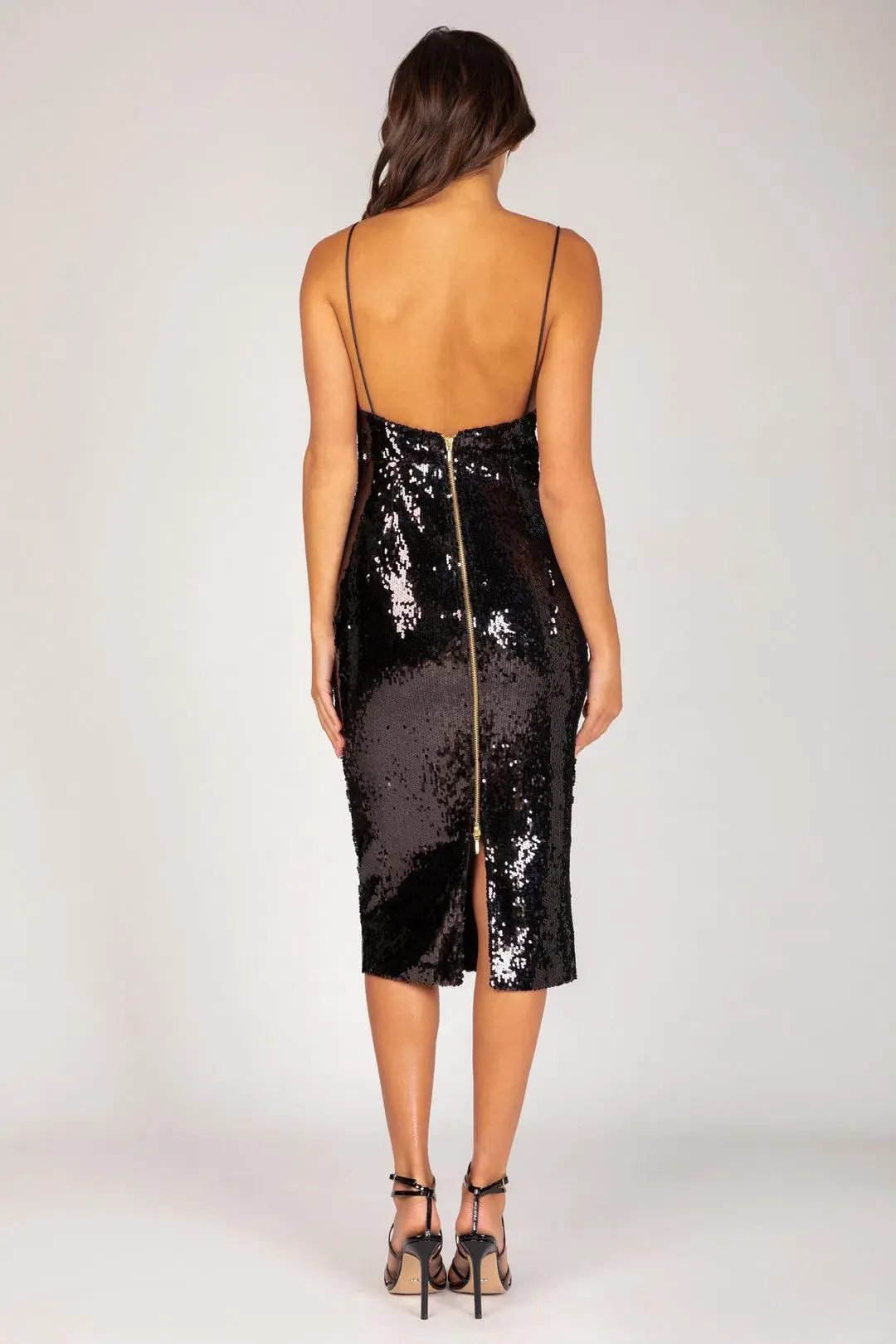 Bianca and Bridgett Leah Midi Dress Black Sequin Size 8 photo 4