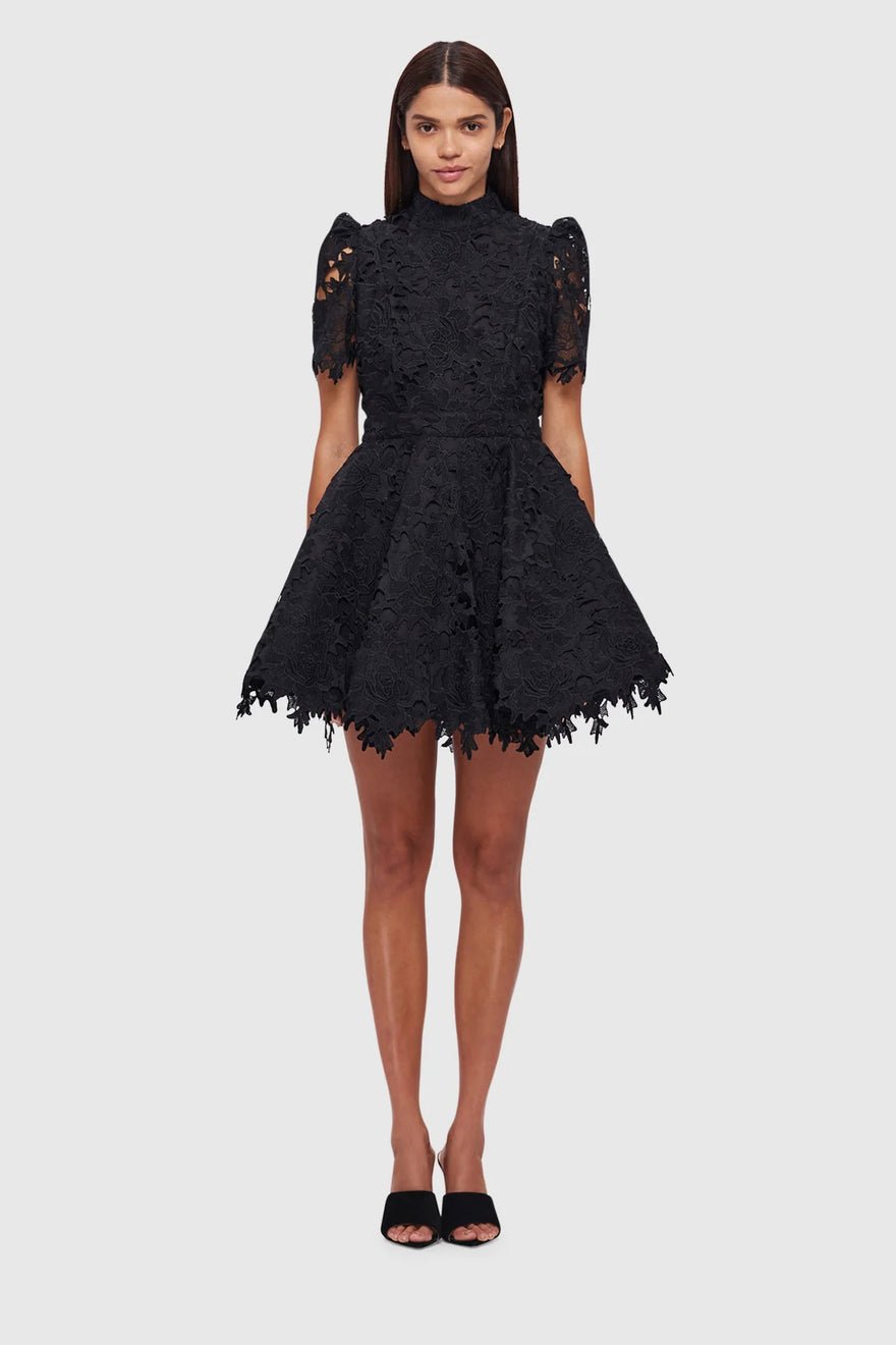 Leo Lin Elise Lace Short Sleeve Mini Dress - Ebony photo 2