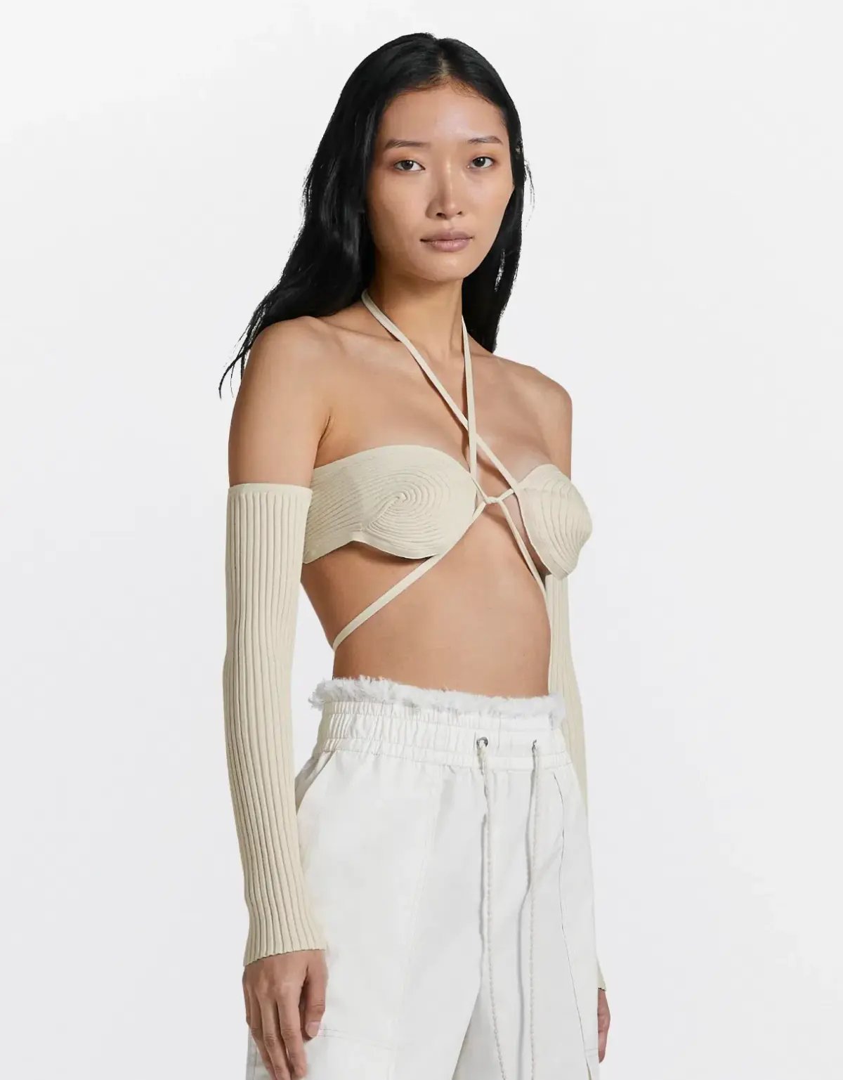Dion Lee Spiral Rib Bralette Cream Size S/Au 8 photo 2