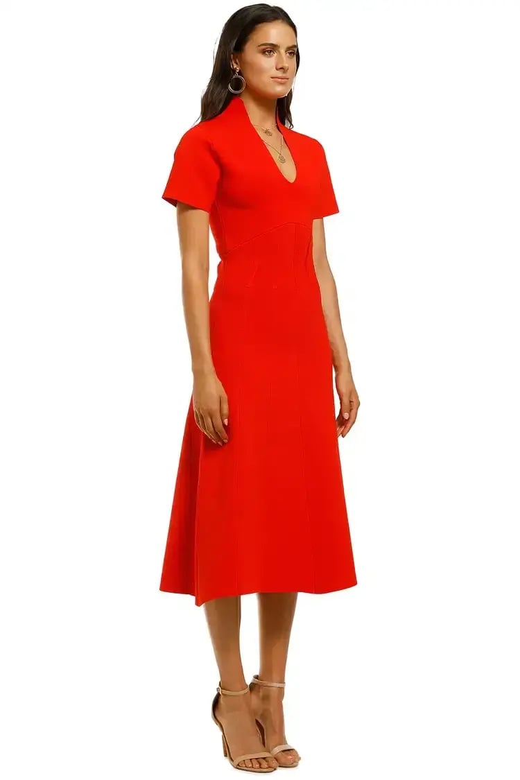 Ginger and Smart Valour Knit Midi Dress in Geranium Red Size 10 photo 2