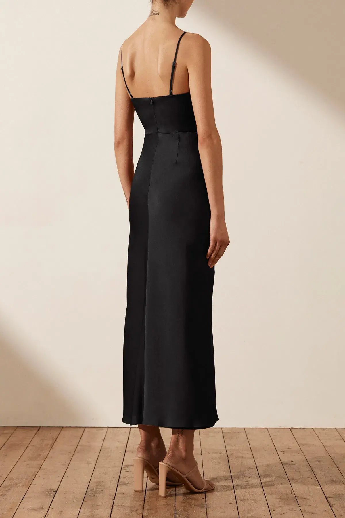 Shona Joy Luxe Twist Front Sleeveless Midi Dress Black Size 14 photo 4