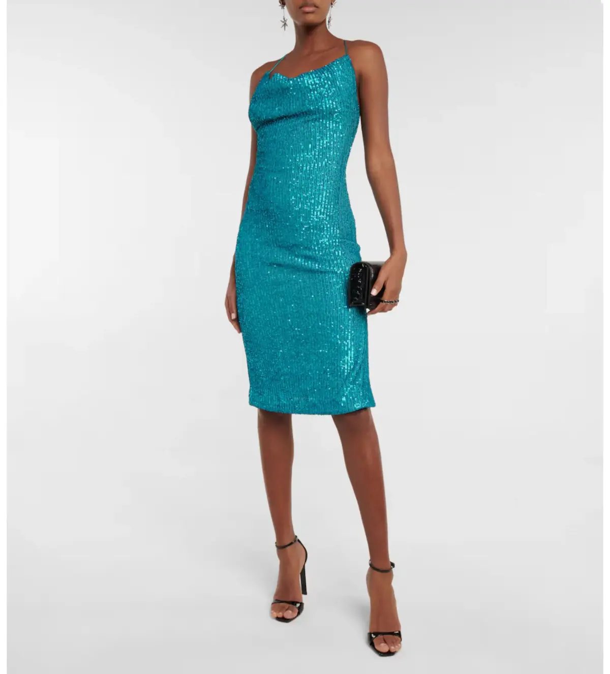 Rebecca Vallance Missing Hours Sequin Midi Dress Turquoise Size AU 6 photo 2