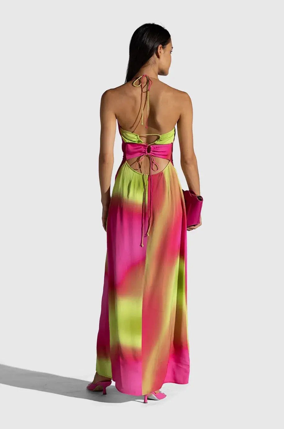 The Wolf Gang Makena Maxi Dress Neon Print Size M / Au 10 photo 3
