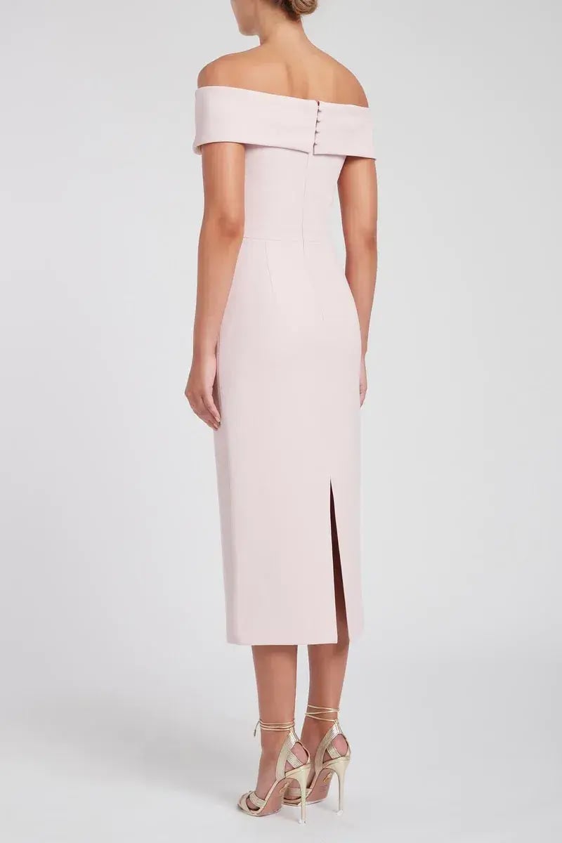 Rebecca Vallance Amore Off The Shoulder Midi Dress Pink Size 6 photo 3