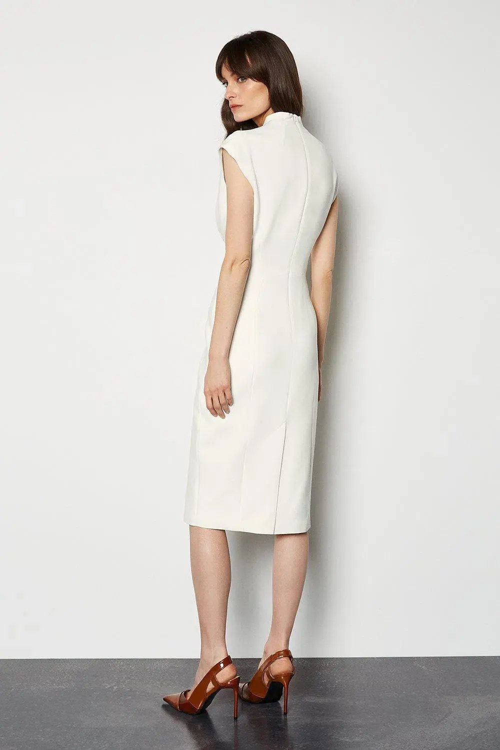Karen Millen Bodycon Pencil Dress Ivory Size AU 8 photo 2