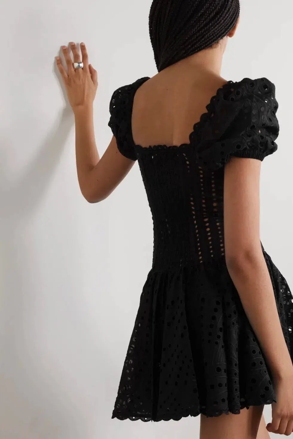 Charo Ruiz ‘Yara’ Broderie Anglaise Cotton-Blend Mini Dress Black Size Medium (AU 10) photo 2