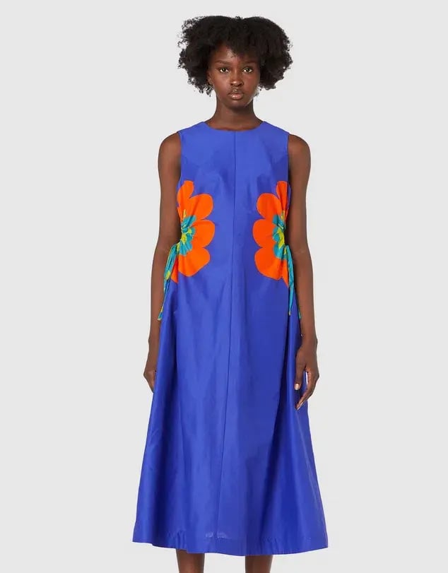 Gorman Puffy Flower Midi Dress Blue Size 8 photo 5
