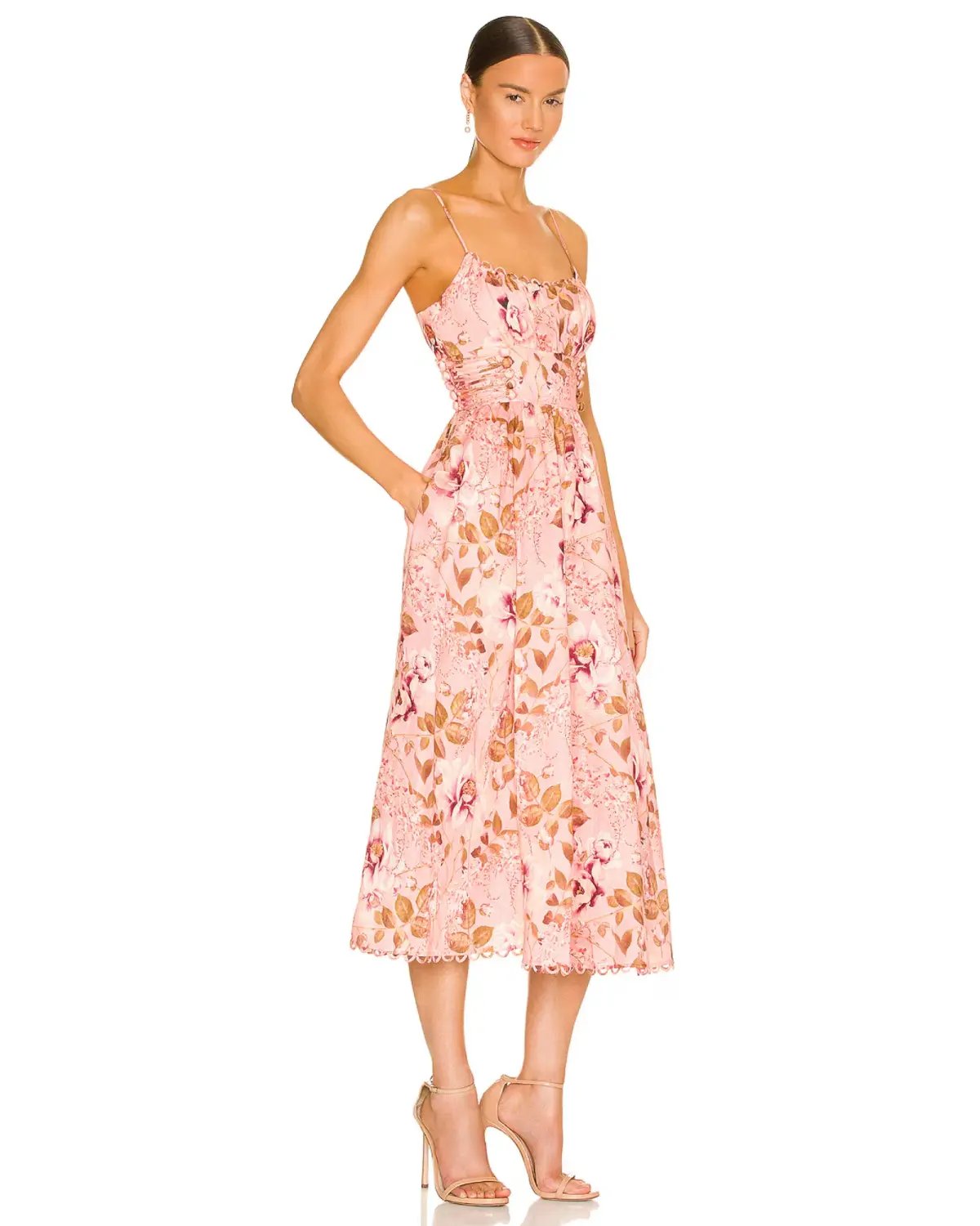 Zimmermann Rosa Laced Picnic Dress Pink Floral Size 2 / AU 12 photo 2
