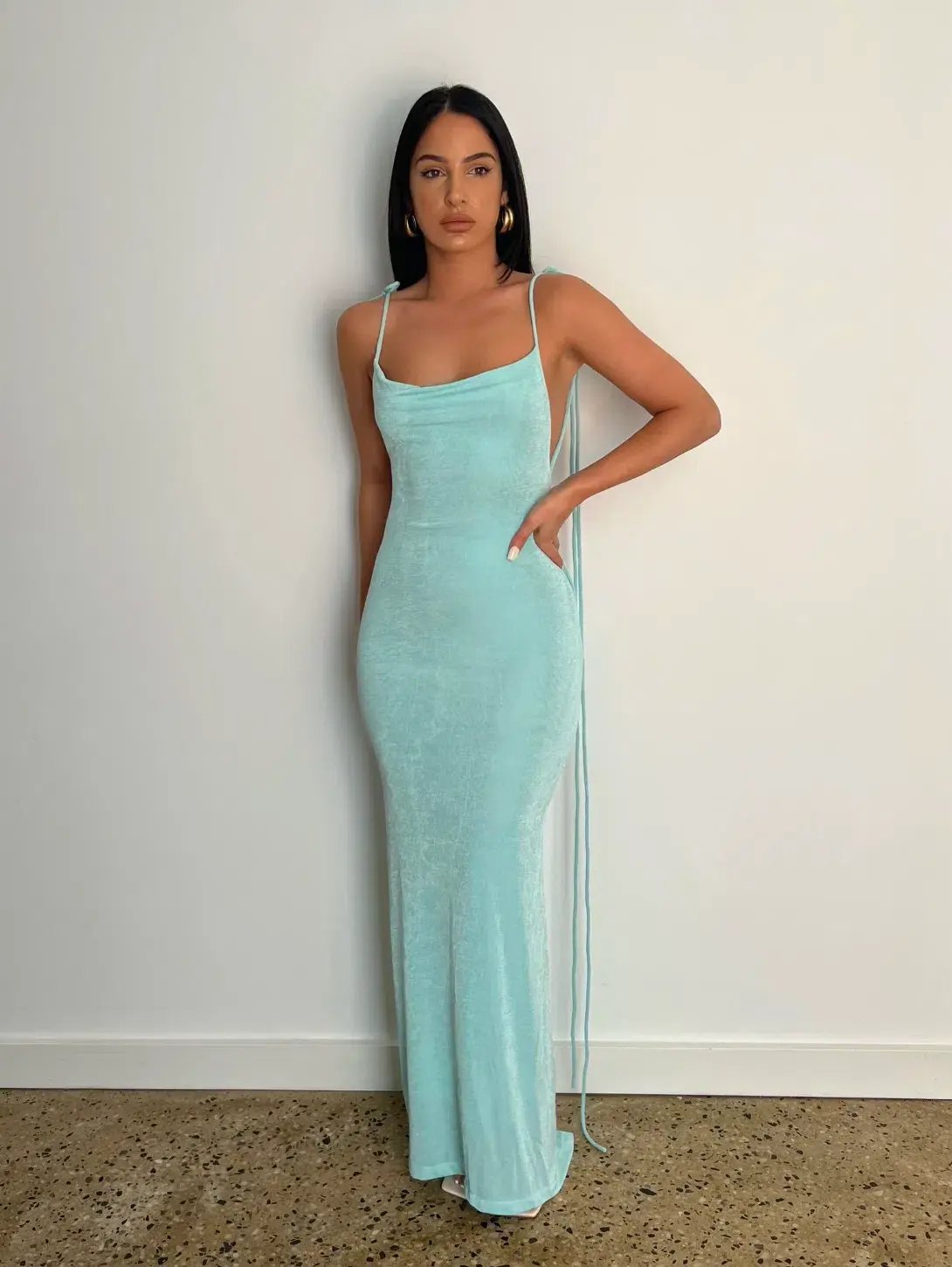 Mélani the Label Cristina Gown - Aqua - Medium photo 2