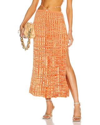 Christopher Esber Pleated Knit Tie Skirt Orange Size 8 photo 3