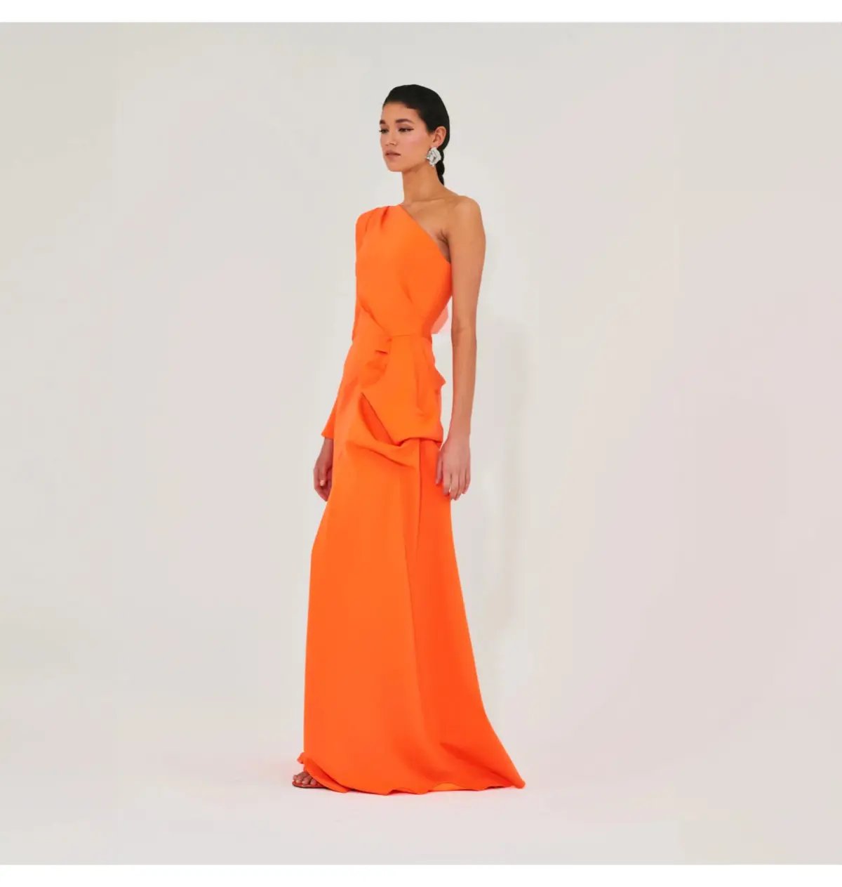 Meraki Official Izar One Shoulder Gown Neon Orange Size AU 6 photo 3