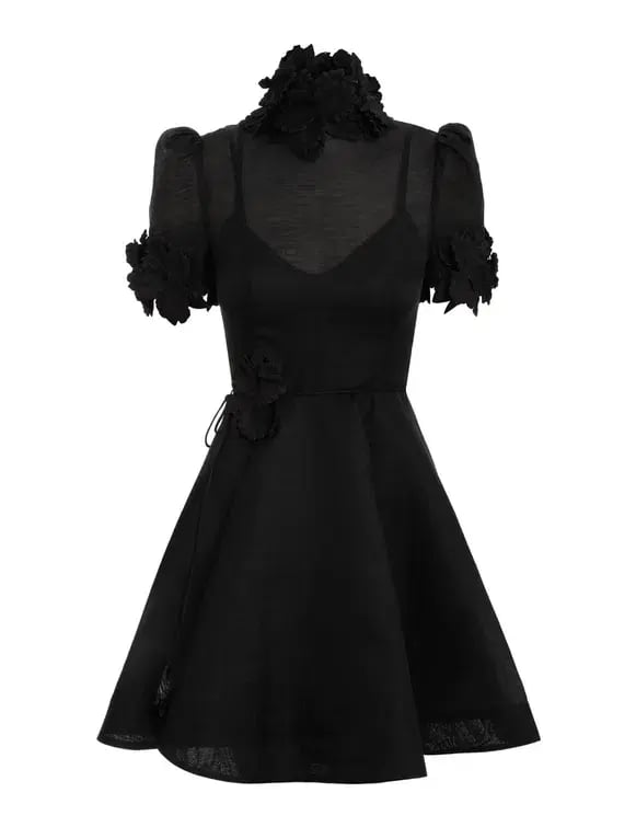 Zimmermann Luminosity Liftoff Flower Mini Dress Black Size 1 / AU 10 photo 3