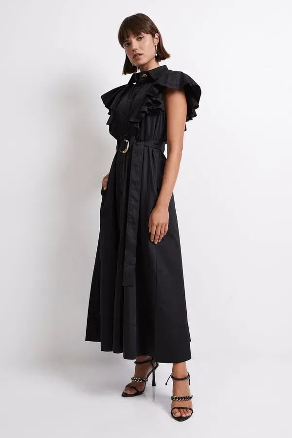 Aje Kindred Frill Sleeve Midi Dress Black Size 6 photo 2