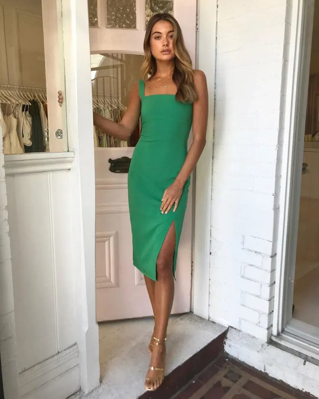 By Nicola Printemps Midi Dress Palm Green Size 8 photo 3