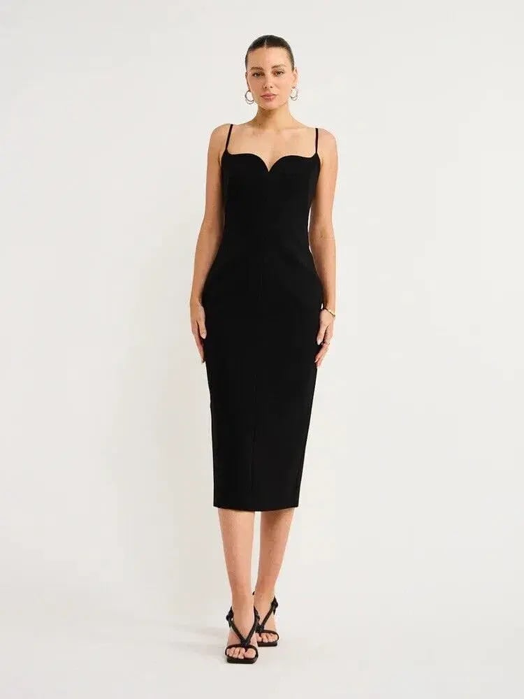 Rachel Gilbert Loren Sweetheart Neck Midi Dress Black Size 0 / AU 6 photo 2