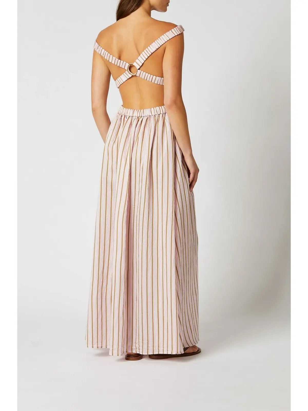 Scanlan Theodore Stripe Ring Dress Pale Pink Size AU 6 photo 3