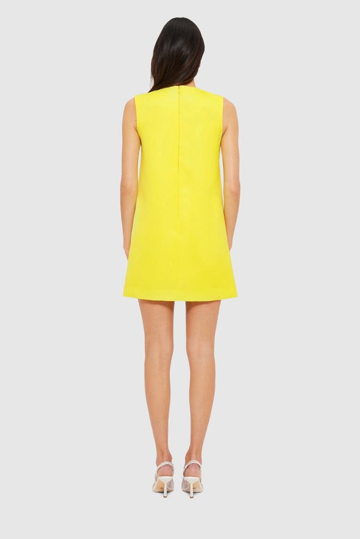 LEO LIN YVONNE APPLIQUÉ FLORAL MINI DRESS - IRIS PRINT IN YELLOW photo 3