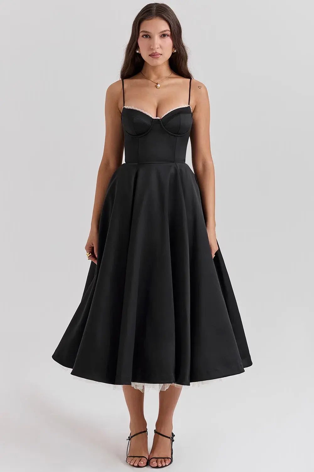 House Of CB Mademoiselle Black Tulle Midi Dress Size AU 8 photo 5