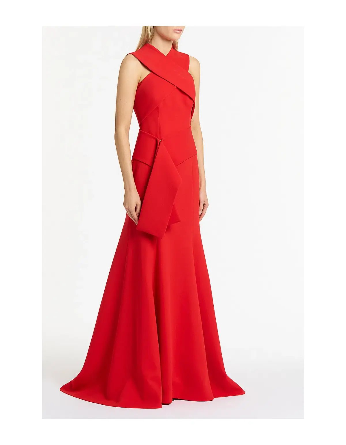 Carla Zampatti Crepe Fascia Cross Over Gown Red Size AU 6 photo 2