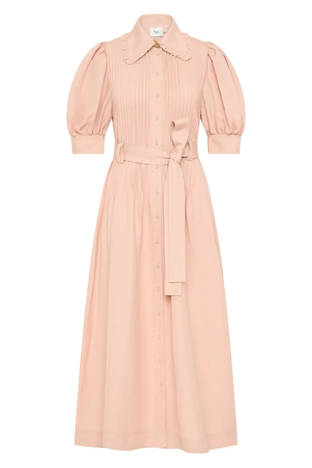 Aje Madeleine Belted Midi Dress Blush Pink Size 4 photo 4
