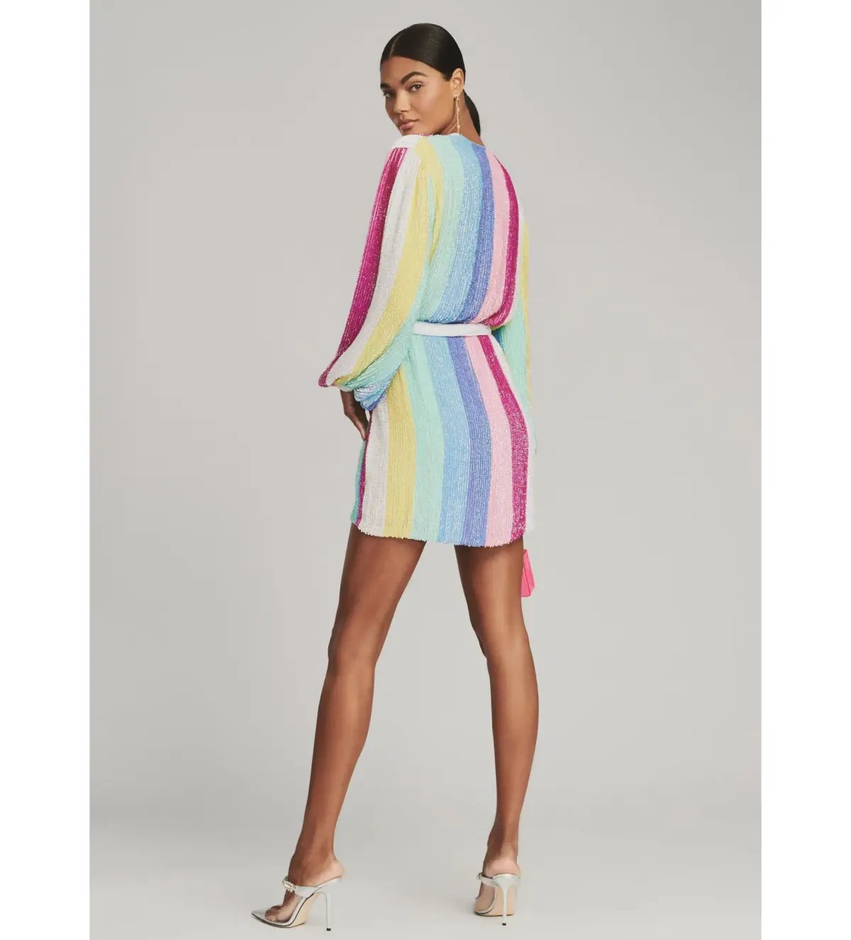 Retrofete Gabrielle Robe Sequin Dress Unicorn Stripe Rainbow Size 8/S photo 2