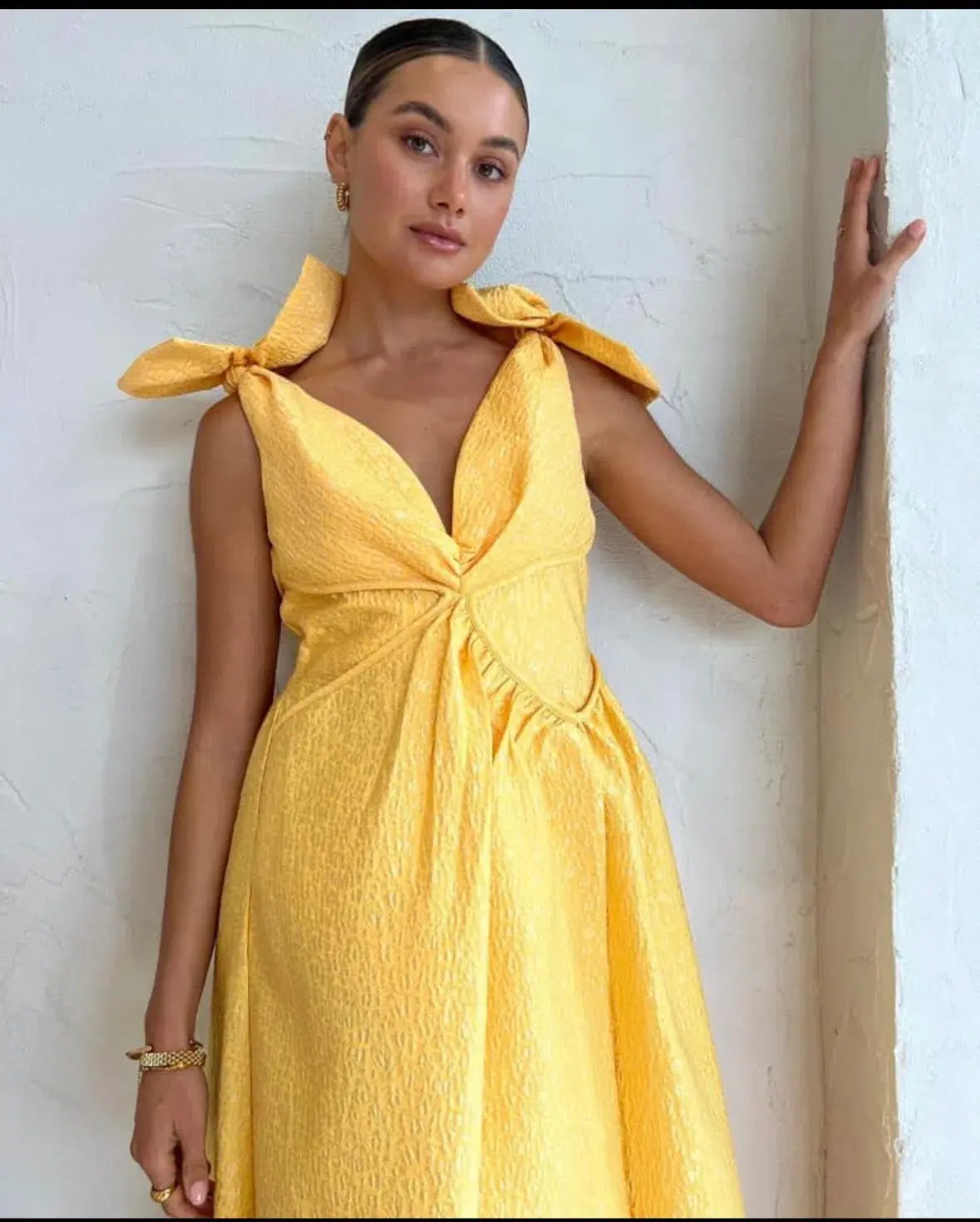 Rachel Gilbert Emiliano Gown Yellow Size AU 8 photo 2