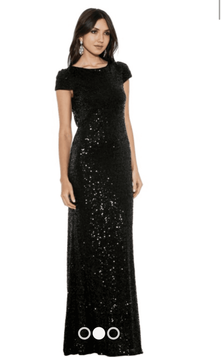 Langhem Black Sequin Gown size 6 photo 2