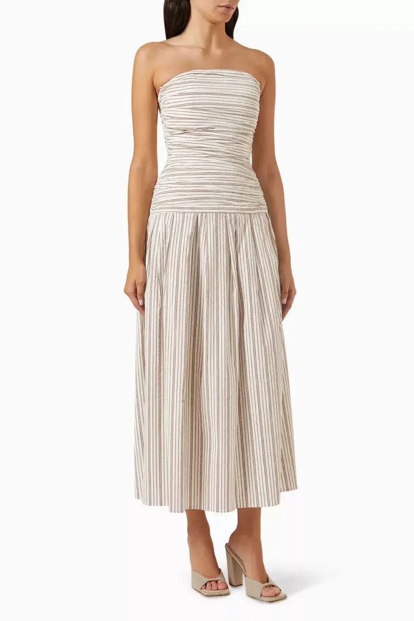 ANNA QUAN Isadora Strapless Maxi Dress Tobacco Stripe 10 photo 5
