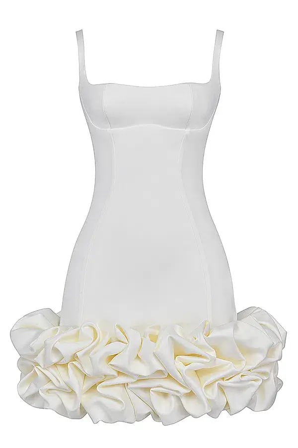 House of CB Lilou Ruffle Hem Mini Dress Ivory Size XS / AU 6 photo 4