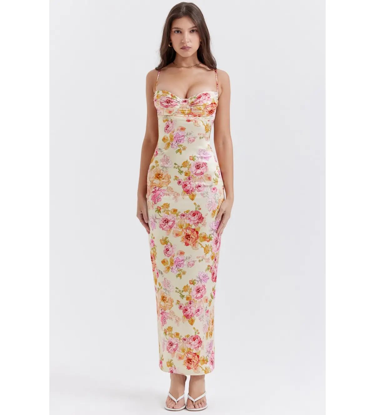 House of CB Josefina Maxi Dress Ivory Floral  Size M /Au 10 photo 2