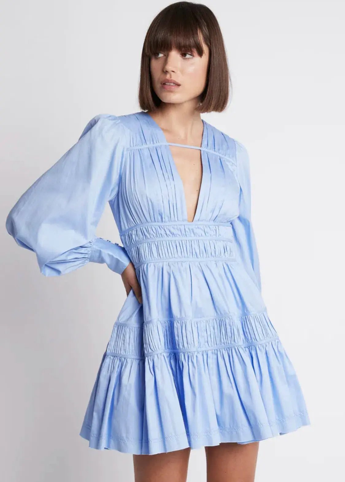 Aje Fallingwater Gathered Mini Dress in Blue Size AU 6 photo 2