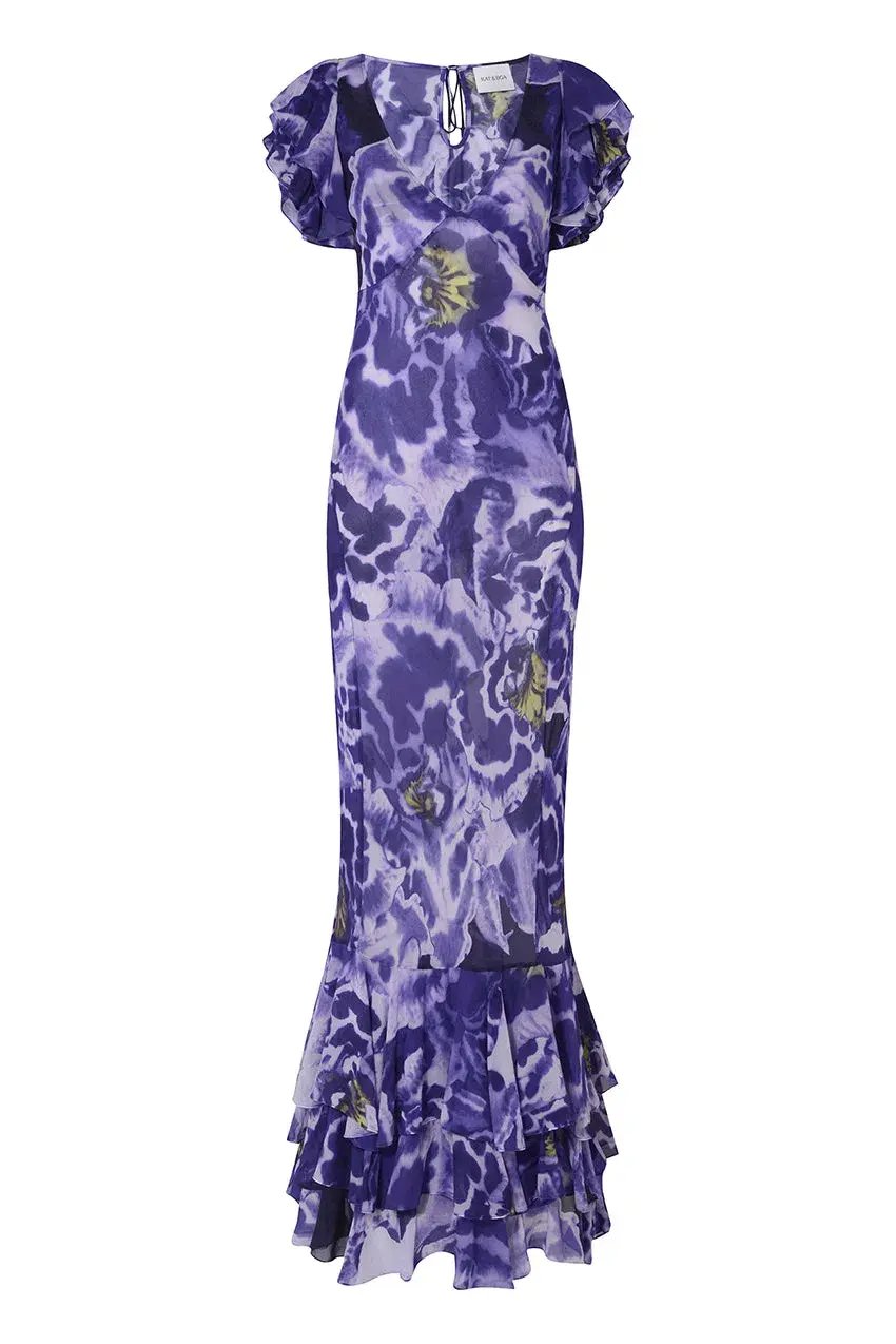 Rat & Boa Lucille Maxi Dress Purple Floral Size XS / Au 6 photo 4
