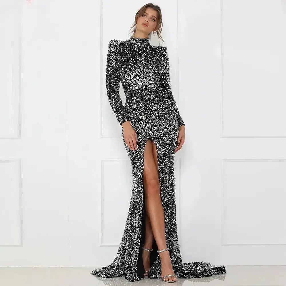 Abyss by Abby Alexia Long Sleeve Gown Gunmetal Size 8 photo 2