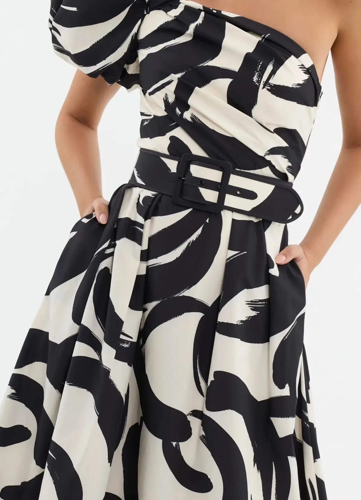 Rebecca Vallance Pompidou One Shoulder Midi Dress Print Size 10 photo 4