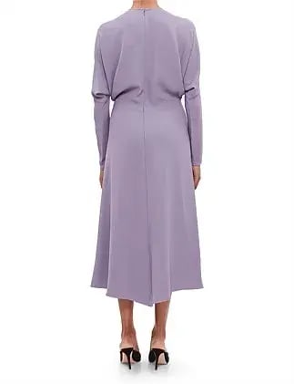 Victoria Beckham Dolman Midi Dress with Blouson Bodice Purple Size 16 photo 3