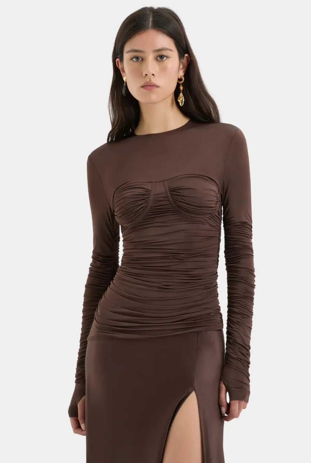 Sir the label Alessia Draped Gown chocolate size 8 photo 2
