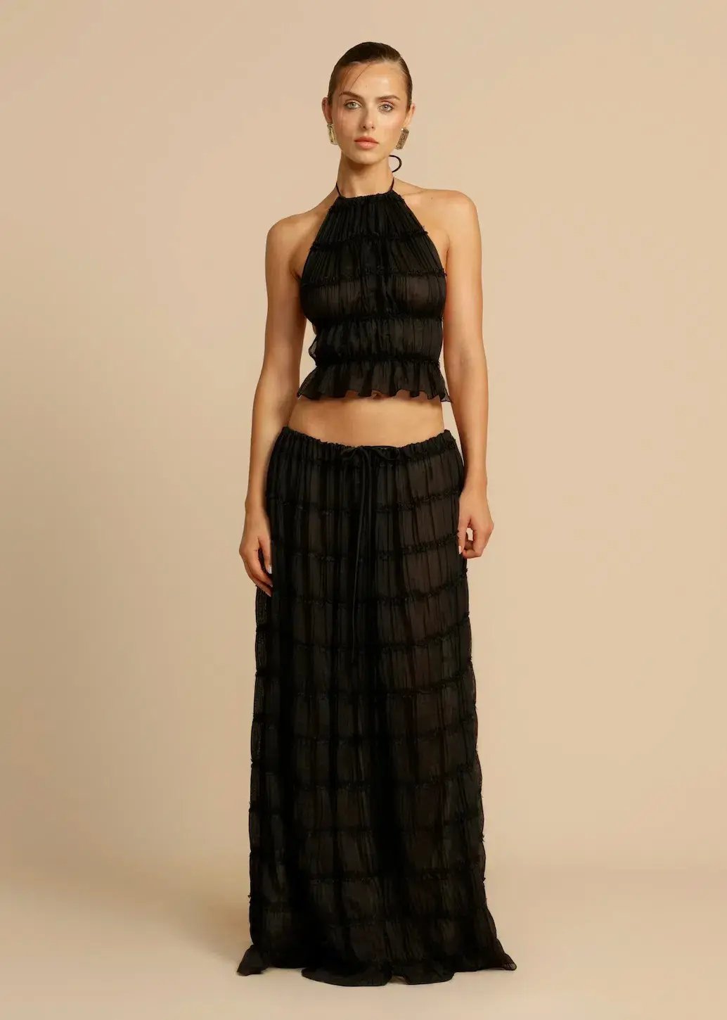 Arcina Ori Juliette Halter Top & Maxi Skirt Set Black Size S / AU 6-8 photo 2