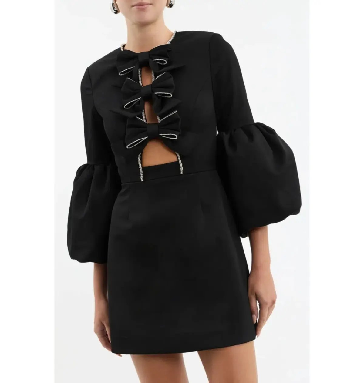 Rebecca Vallance Augustine Bow Mini Dress Black Size AU 16 photo 4