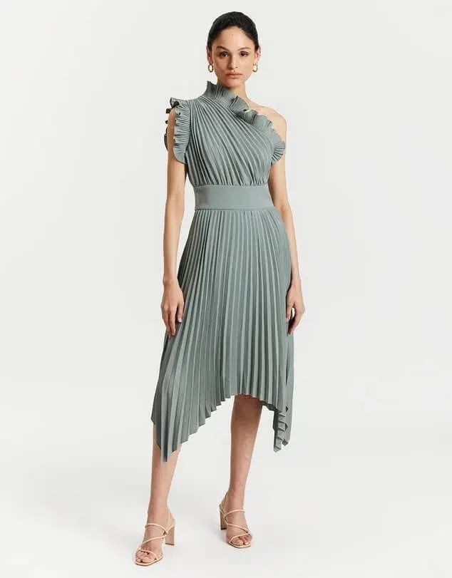 Mossman The Lady Like Midi Dress in Sage Size 12 photo 3