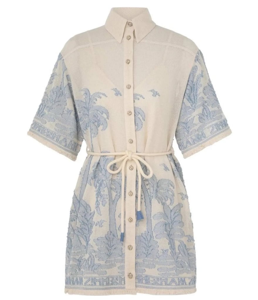 Zimmermann Ottie Palm Mini Dress Cream/blue photo 2