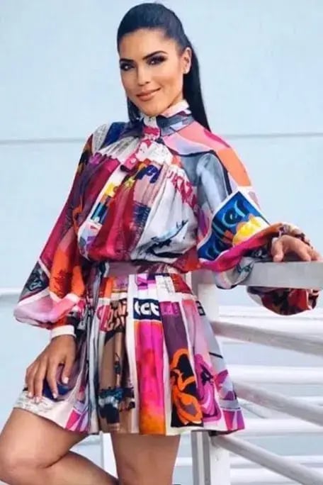 Zimmermann Wavelength Long Sleeve Mini Dress Pink Poster Print Size 0 photo 4