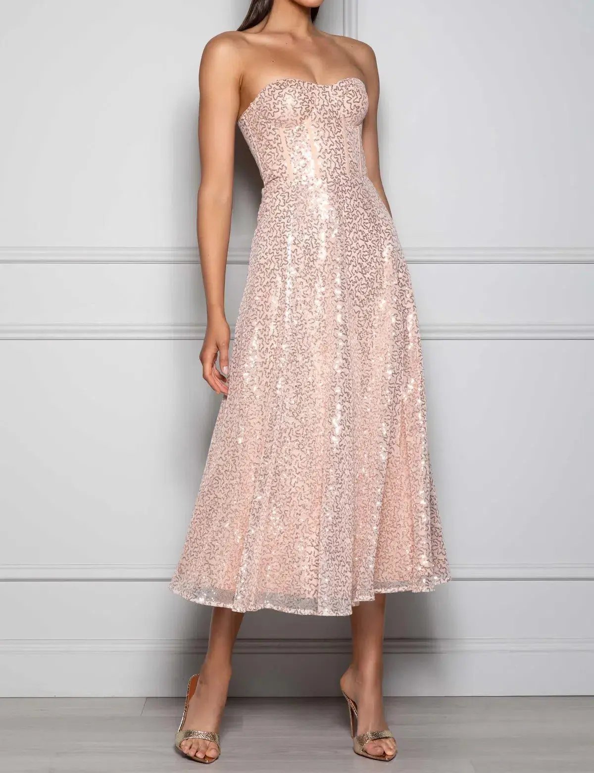 Elle Zeitoune Lana Dress Rose Gold Size 10 photo 2