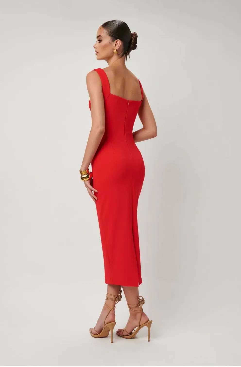 Effie Kats Marbella Midi Dress Cherry Red Size 12 photo 2