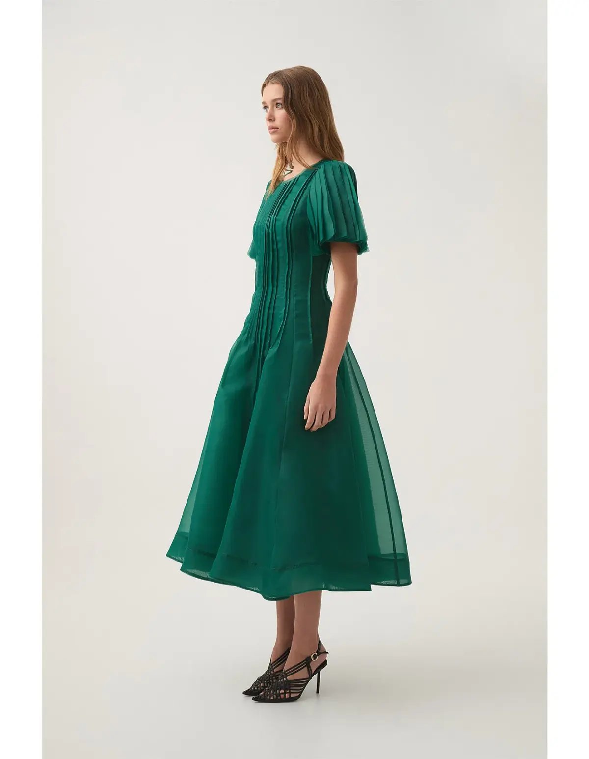 AJE nova pleated midi dress green size 12 photo 2