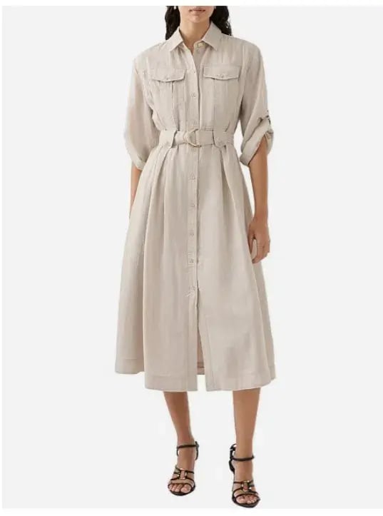 AJE Hope Midi Shirt Dress – colour sandstone beige size 8 photo 2