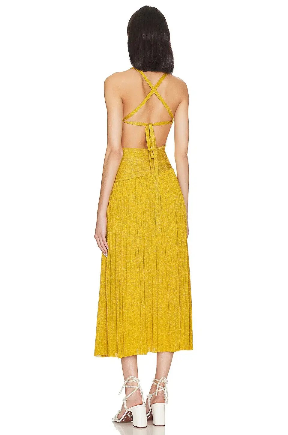 Zimmermann Devi Lurex Midi Dress in Mustard Yellow Size 1 / AU 10 photo 3
