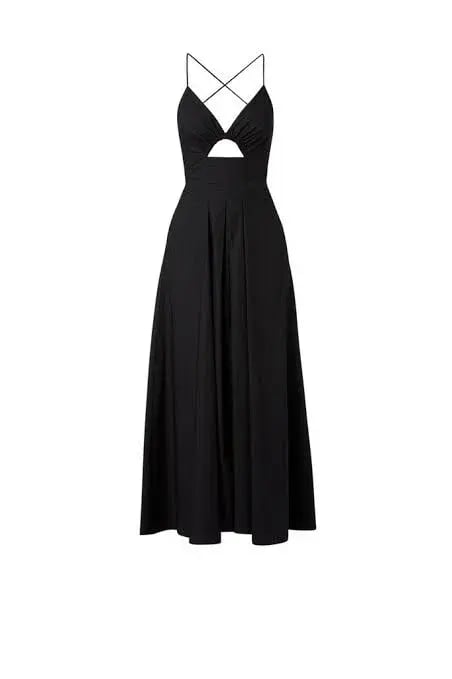 Scanlan Theodore Cotton Strappy Keyhole Maxi Dress Black Size 8 photo 3